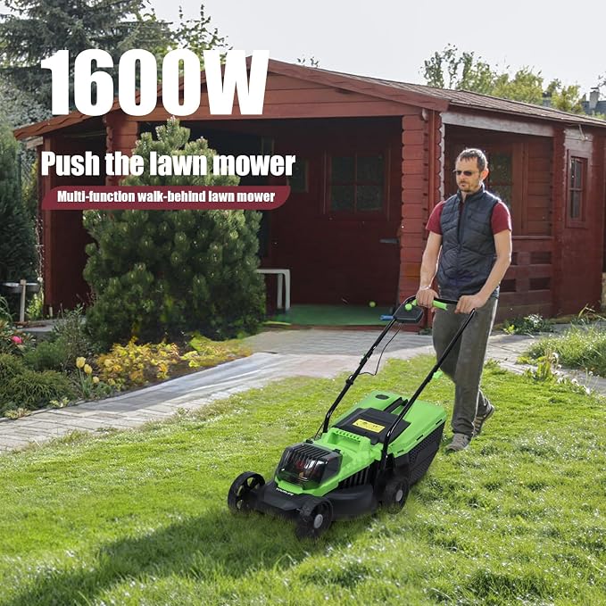 Electric Lawn Mower 1600W Self-Propelled Lawn Mower Cordless Brushless with 30L Grass Tank Brushless Motor Three Adjustable Height 25 45 65mm 3600Rpm US Plug - Image 3
