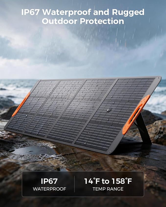 ZOUPW 200W Portable Solar Panel for Power Station,23.5% Efficiency Mono Foldable Solar Charger with 4 Kickstands for Jackery 1000 V2/Bluetti/EcoFlow/Anker,IP67 Waterproof for Camping RV Power Backup - Image 6