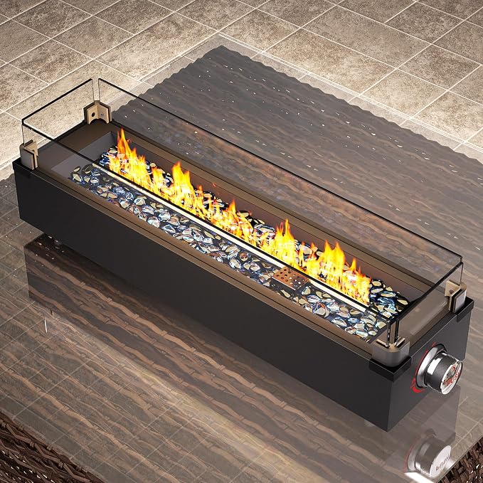 Ciays 28 Inch Tabletop Propane Fire Pit, 50000 BTU Table top Firepit with Glass Wind Guard & Glass Beads, Portable Outdoor Portable Fireplace for Patio and Camping - Image 2