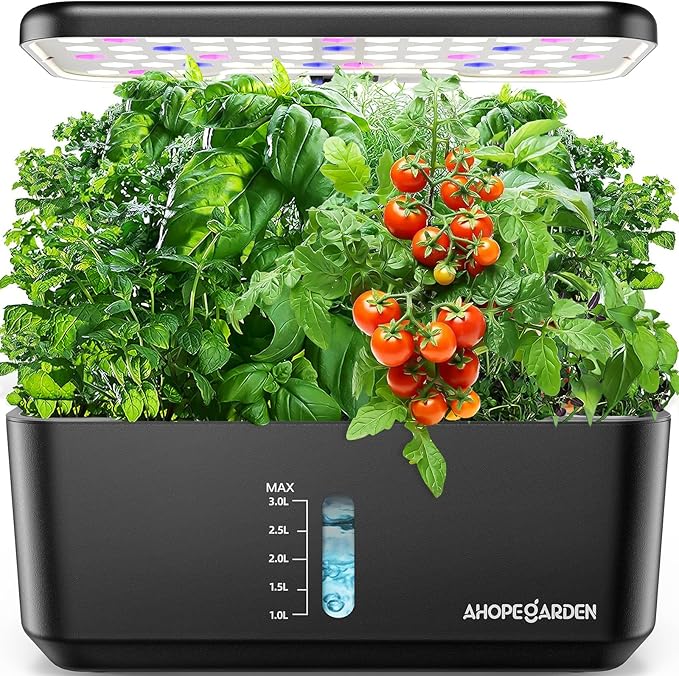 Ahopegarden Indoor Garden Hydroponics Growing System: 10 Pods Plant Germination Kit Herb Vegetable Growth Lamp Countertop with LED Grow Light - Hydrophonic Planter Grower Harvest Lettuce by Ahopegarden