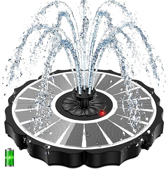 Yzert Solar Fountain with 2000mAh Battery & Innovative Indicator Works in Cloudy Day, 3.5W 2026 Glass Solar Water Fountain Pump Flower Shape with 7 Nozzles for Bird Baths, Pools, Outdoors (White)