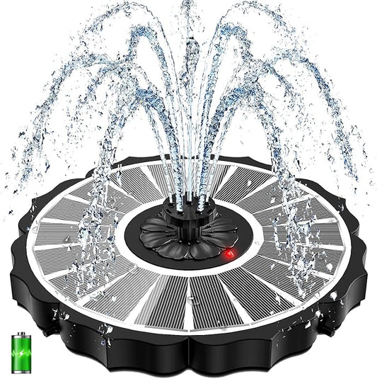 Yzert Solar Fountain with 2000mAh Battery & Innovative Indicator Works in Cloudy Day, 3.5W 2026 Glass Solar Water Fountain Pump Flower Shape with 7 Nozzles for Bird Baths, Pools, Outdoors (White)