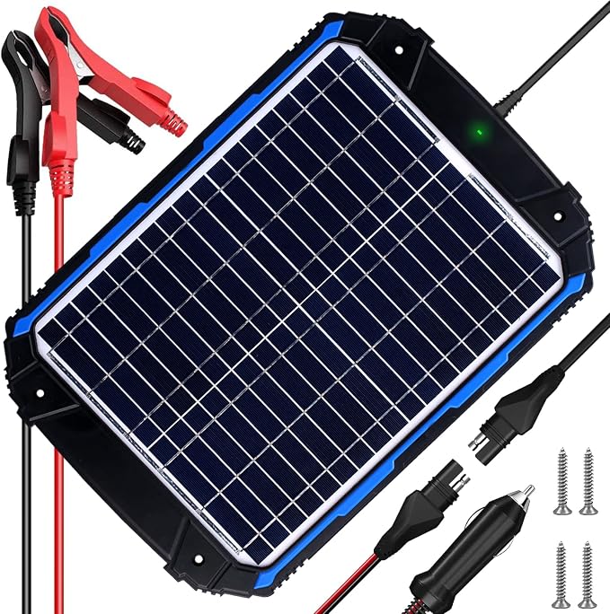SUNER POWER 18W 12V Solar Battery Trickle Charger & Maintainer PRO, Built-in Intelligent MPPT Charge Controller, Waterproof 12 Volt Solar Panel Charging Kits for Car Auto Marine RV Trailer Boat Camper by SUNERPOWER