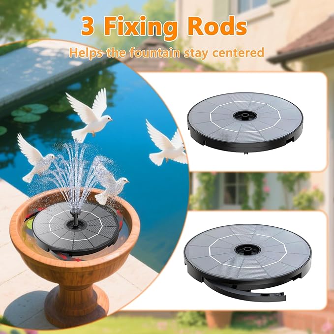 AISITIN Solar Fountain Pump with Windmill & 6 Nozzles & 3 Fixed Bracket, DIY Solar Bird Bath Fountain Built-in 1000mAh Battery for Outdoor, Garden, Pond, Pool, Backyard and Bird Bath