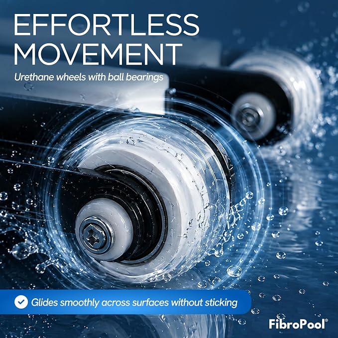 FibroPool Pool Vacuum Head - 14.4" Weighted Flexible Design - Inground & Above Ground Pools - 1.5" Universal Hose Fit - Urethane Wheels - Image 4