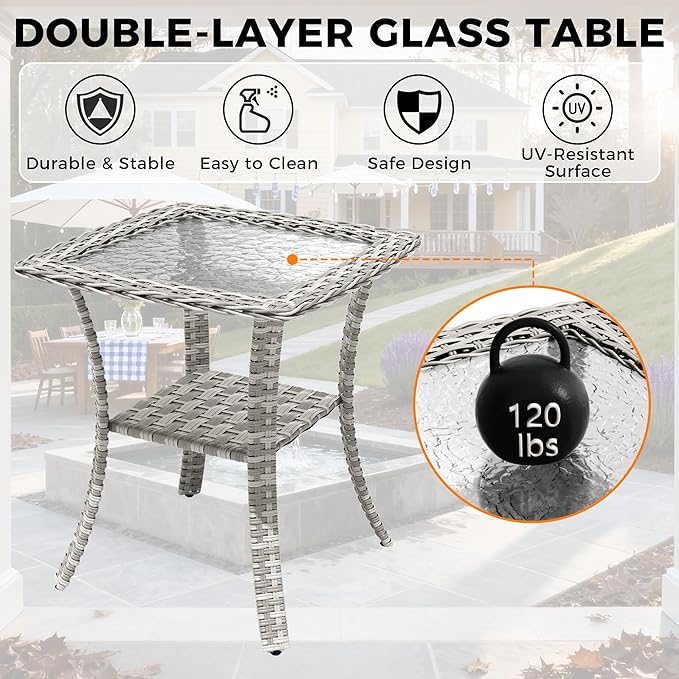 10-Seat Modern Patio Furniture Set with Swivel Rocking Chairs, Thick 4″ Cushions, Dual-Strand Wicker Rattan, Rust-Resistant Steel Frame – Outdoor Conversation & Modular Sectional,Gray