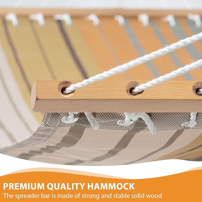 Lazy Daze Hammocks Quick Dry Hammock with Spreader Bar Textliene Fabric Double 2 Person Hammock with Chains Outdoor Patio Poolside Backyard Beach 450 lbs Capacity, Coffee Stripes - Image 3