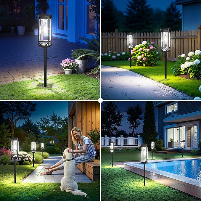 KOOPER Taller Solar Pathway Lights Outdoor, 6 Pack Upgraded Brighter Solar Garden Lights Solar Powered, Up to 15 Hours Outdoor Solar Lights for Yard Landscape Path Walkway Driveway （Cool White）