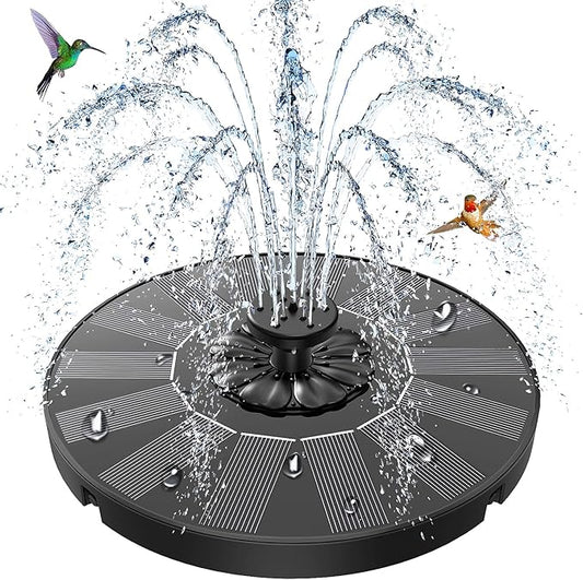 SZMP Solar Fountain 2026 Upgrade, Solar-Powered Bird Bath Fountain with 4 Fixed Rods & 7 Nozzles for Garden, Pond, Pool, and Patio – No Battery Required, Attracts Hummingbirds & Wildlife