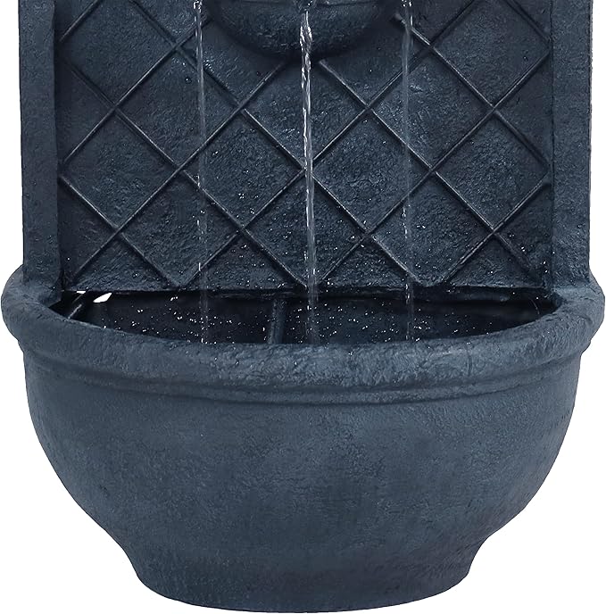 Sunnydaze 26" Outdoor Wall Water Fountain with Pump and Panel - Lead - Messina - Solar-Powered