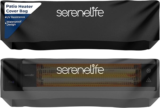 SereneLife Patio Heater Cover Bag - Heavy-Duty, UV Resistant, Waterproof Polypropylene & Polyurethane, Tear Resistant, Easy On/Off, Dustproof, Fits SereneLife Patio Heater Model SLOHT26 (Black)