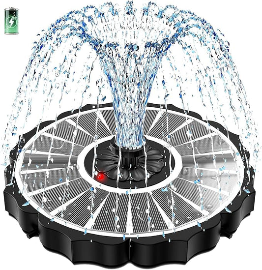 SZMP Solar Fountain, Works in Cloudy with 2000mAh Battery Backup, Glass Solar Powered Bird Bath Fountain with Smart Status Indicators, 3.5W, 8 Nozzles, for Garden, Outdoor (White)