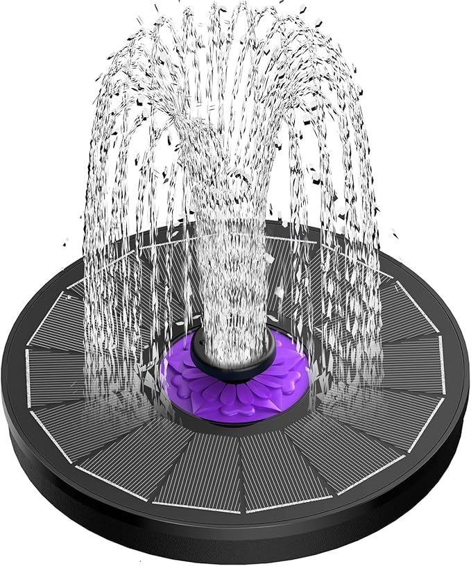 SZMP Solar Fountain 3.5W Bird Bath Fountains with Flower Upgraded Glass Panel, Solar Powered Water Fountain with 7 Nozzle & 4 Fixer, Solar Fountain Pump for Bird Bath, Garden, Pond, Pool (Black)