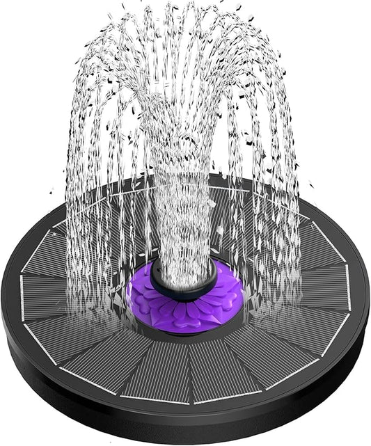 SZMP Solar Fountain 3.5W Bird Bath Fountains with Flower Upgraded Glass Panel, Solar Powered Water Fountain with 7 Nozzle & 4 Fixer, Solar Fountain Pump for Bird Bath, Garden, Pond, Pool (Black)