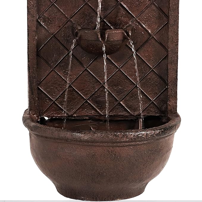 Sunnydaze 26" Outdoor Wall Water Fountain with Pump - Bronze - Messina - Electric