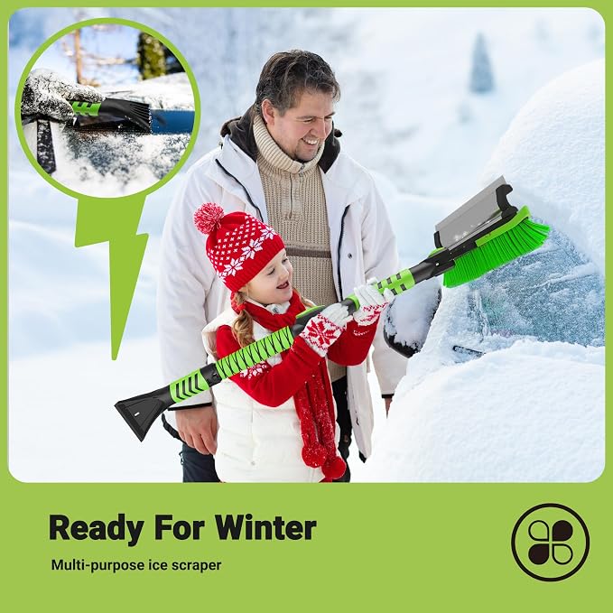 41.8'' Ice Scraper and Squeegee with Snow Brush 3 in 1, Adjustable Brush Front, Extendable Aluminum Handle with Ergonomic Grip, Snow Removal Tool for Car, Truck, SUV - Image 3
