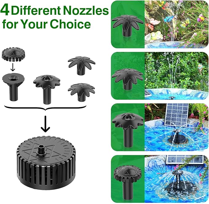 AISITIN 4.5W Solar Water Fountain, Upgraded DIY Solar Water Pump Fountain Kit with Cable Nozzles for Garden, Pond, Pool and Fish Tank