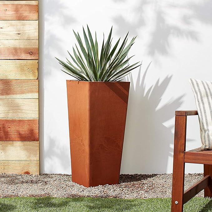 Arcadia Garden Products PSW UFH41TC Contemporary Tall Square Planter, 16 by 16 by 32", Terra Cotta Color