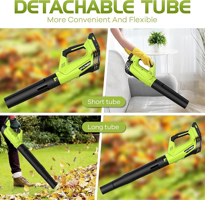 Leaf Blower, Electric Cordless Leaf Blower with 2 Batteries and Charger, 2 Speed Mode, Lightweight Cordless Blower for Blowing Leaves, Patio Cleaning, Blowers for Lawn Care and Dust - Image 6