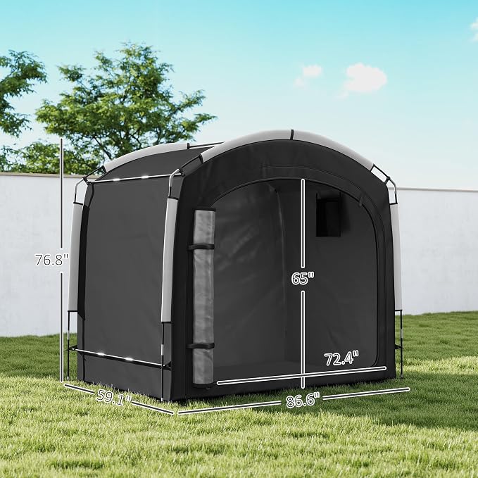 Outsunny Bike Storage Tent, Portable Bicycle Storage Shed, Waterproof Outdoor Bike Cover with 210D Oxford Fabric and Carry Bag for 3-4 Bikes, Lawn Mower, Garden Tools, Black - Image 7