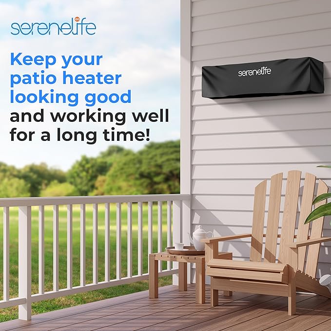 SereneLife Patio Heater Cover Bag - Heavy-Duty, UV Resistant, Waterproof Polypropylene & Polyurethane, Tear Resistant, Easy On/Off, Dustproof, Fits SereneLife Patio Heater Model SLOHT28 (Black)