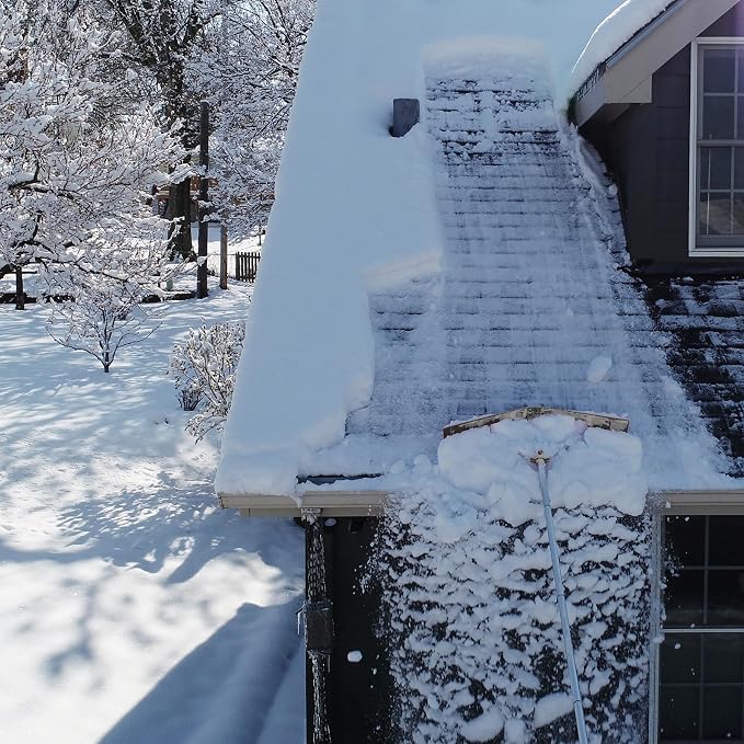 EZ Smart Snow Roof Rake w 16ft Pole, Easy Snow Removal from Roof, Prevents Ice Dams, Quick Assembly, 36 Inches Wide, 21 Foot Reach, Designed in The USA - Image 4