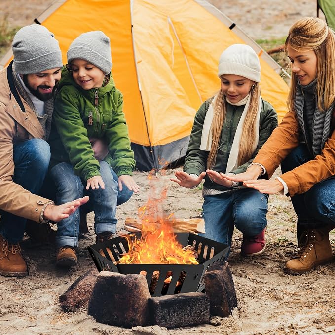24-inch Fire Pit, Outdoor Portable Wood-Burning Fire Pit Log Stove Fireplace for Camping, Backyard, Garden Picnic Patio and Beach. Comes with A Carry Bag - Image 6