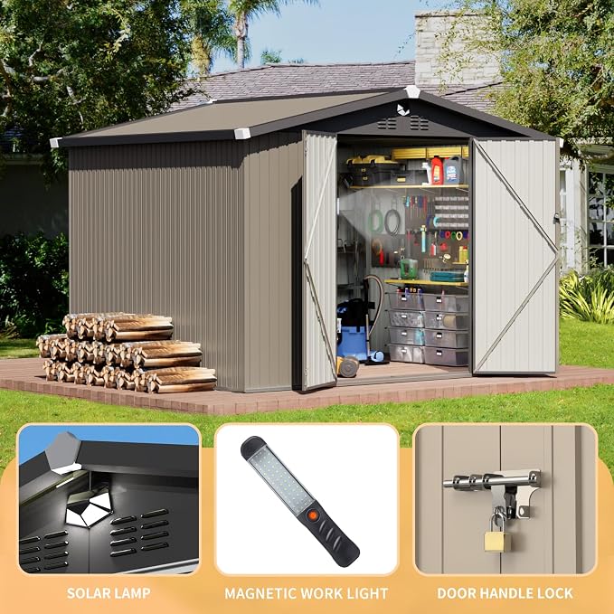 Outdoor Storage Shed 10x8 FT,Metal Tool Sheds,Waterproof Outside Storage Shed,Large Storage Building with Lockable Door - Image 3
