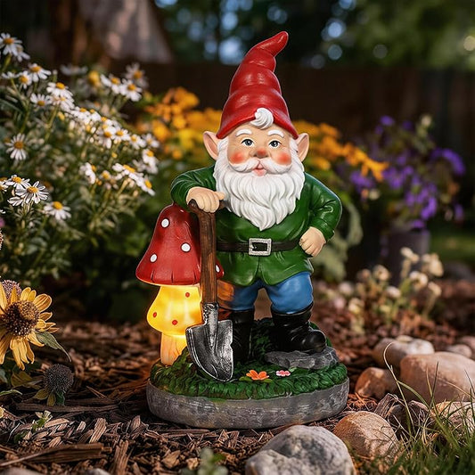 GIGALUMI Solar Garden Gnomes Outdoor 9.8",Solar Gnomes Decorations for Yard,Garden Statues with Solar Lights,Yard Decorations Outdoor,Gnome Garden Decor for Yard,Patio,Lawn and Mom Gifts