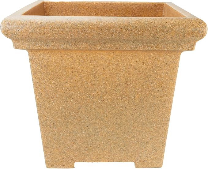The HC Companies 24" Premium Plastic Terrazzo Square Planter 24"x24"x21.13" in Sandstone Color