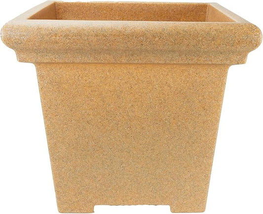 The HC Companies 24" Premium Plastic Terrazzo Square Planter 24"x24"x21.13" in Sandstone Color