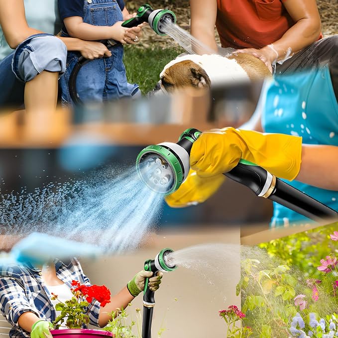 Non-Expandable Garden Hose 75feet, Flexible Water Hose with 10 Function Hose Nozzle, Lightweight, Tangle Free, Rust Proof for Yard (Black) - Image 7