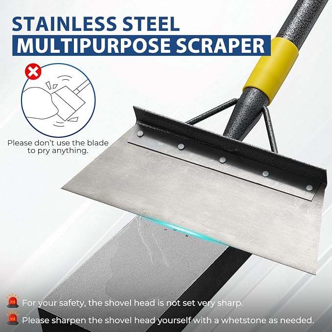 Floor Scraper Long Handle Heavy Duty, 60" Multifunctional Cleaning Shovel, Ice Scraper Stainless Steel Garden Tools Weed Scraper for Cleaning,Weeding,Scraping,Ice Remove,Landscaping,Yard - Image 7
