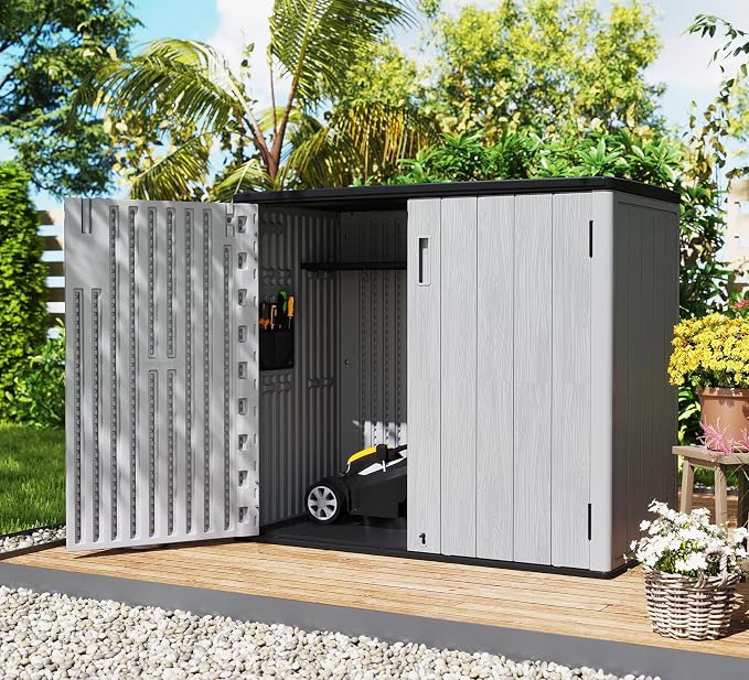 ZZM 37 Cu.ft Outdoor Storage Cabinet with One Tool Kit, Horizontal Storage Shed for Garage, Bike, Garbage Cans, Garden Accessories - Image 2