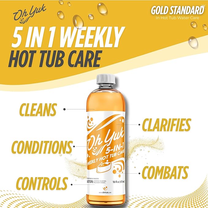 Oh Yuk 5-in-1 Weekly Hot Tub Chemicals – Hot tub Clarifier, Cleaner, Conditioner – Helps Control Water Balance & Combat Buildup – Spa Care Chemicals for All Types Including Inflatable & Portable - Image 2