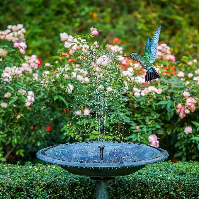 AISITIN Solar Fountain Pump 2.5W, 6.7" Solar Powered Water Fountain Pump for Bird Bath, solar pump for fountain with 6 Nozzles for Garden, Ponds, Pool, Fish Tank, Outdoor and Aquarium