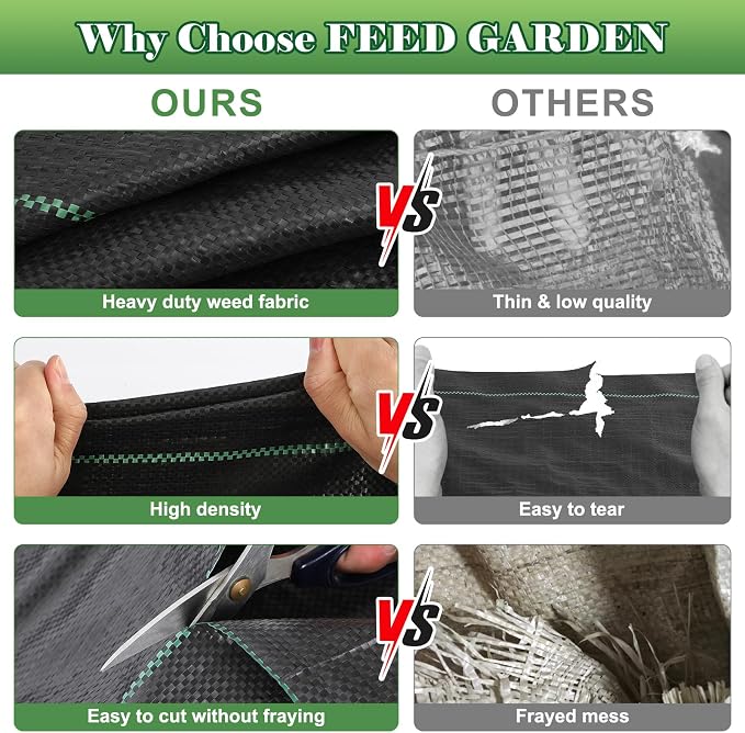 FEED GARDEN 4FT x 300FT Landscape Fabric Weed Barrier Fabric, Heavy Duty 3.2oz Weed Control Mat, Weed Blocker Ground Cover Geotextile Fabric for Gardening, with 20 U-Shaped Stakes - Image 5