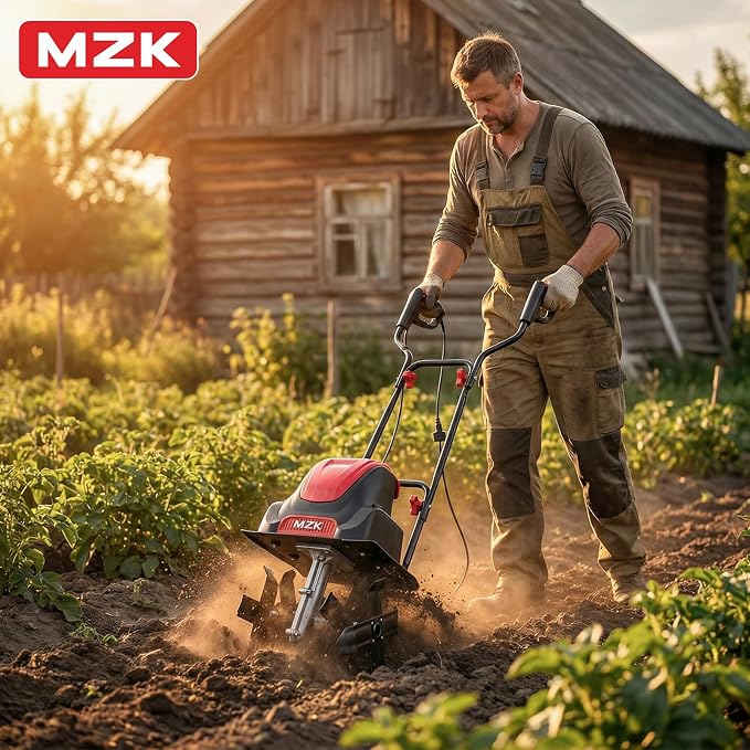 MZK 12-Inch 10.5 Amp Corded Electric Tiller/Cultivator for Gardening, 8-inch tillling Depth, Powerful and Lightweight Tiller, Electric Garden Rototiller for Lawn/Yard/Garden Soil Digging,TC12A03 - Image 5
