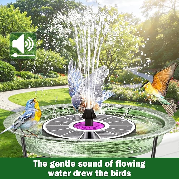 SZMP Powerful 3.5W Anti-Drift Solar Fountain for Bird Bath, Solar Powered Water Pump with 7 Nozzles, Bird Bath Fountain for Garden, Pool, Pond – Attracts Hummingbirds (White)
