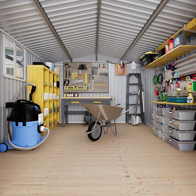 8x6 FT Outdoor Storage Shed, Metal Garden Shed - Tool Storage Sheds with Lockable Doors & 1 Clear Window, Waterproof Outside Storage Building for Backyard, Patio (Black; Floor Not Included) - Image 8
