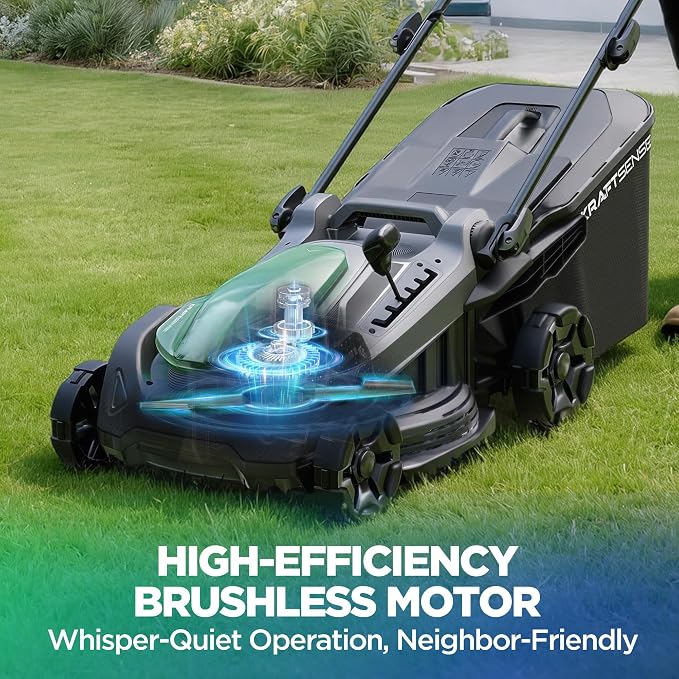 18" Electric Lawn Mower, 40V Self-Propelled Cordless Lawn Mower with 2x5.0Ah Batteries & Charger, Brushless Motor, 2-in-1 Mulching & Bagging, 6-Position Height Adjustment, for Small to Medium Yards - Image 5