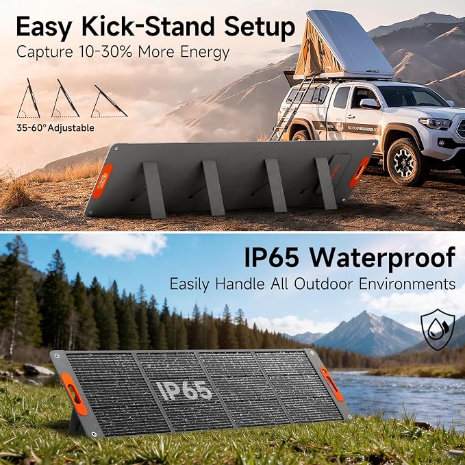 200W Portable Solar Panel for Power Station, 24% High Efficiency ETFE Foldable Solar Panel Charger, QC3.0, Type-C 60W, MC4 Output, IP65 Waterproof, for Outdoor Camping, RV, Emergency Power Supply - Image 5