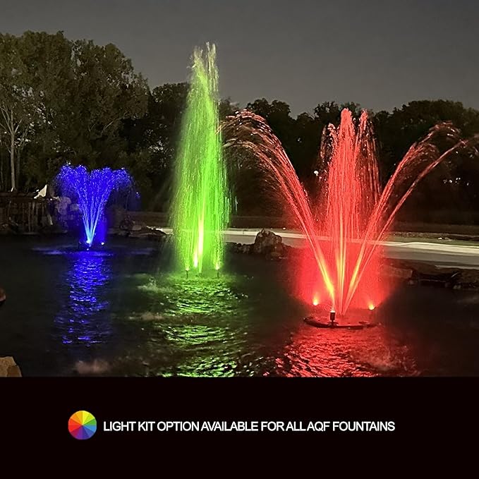HALF OFF PONDS Floating Fountain, 1/2 HP Pond Aerator, 100 ft Cord, 6,100 GPH Water Pump, 9 Spray Patterns, Improves Water Quality, for Ponds & Water Gardens