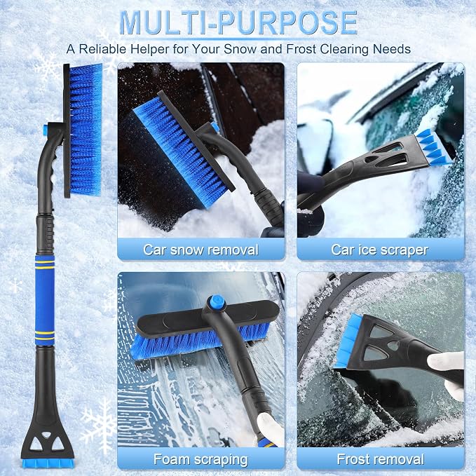 LivTee 32" Extendable Ice Scraper & Snow Brush for Car Windshield, 360?? Rotating Snow Removal Tool for Cars, Trucks & SUVs, Automotive Winter Essentials & Car Accessories for Men, Blue - Image 6