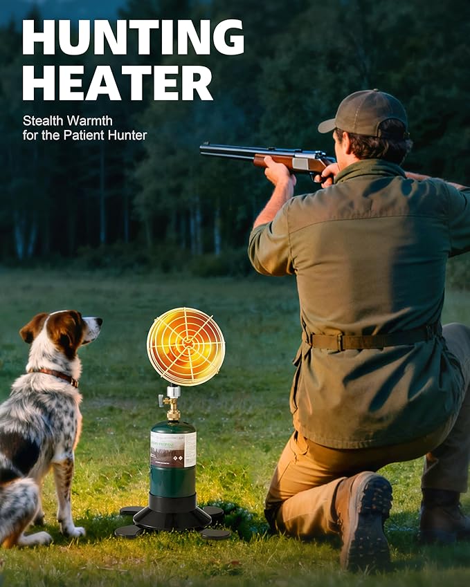 RAVS Portable Propane Heater for Camping, 6500BTU Outdoor Tent Heater with Foldable Tank Holder & Control Valve, Ice Fishing Heater for Hiking, Hunting, Backyard -Upgraded Burner, Fuel not Included