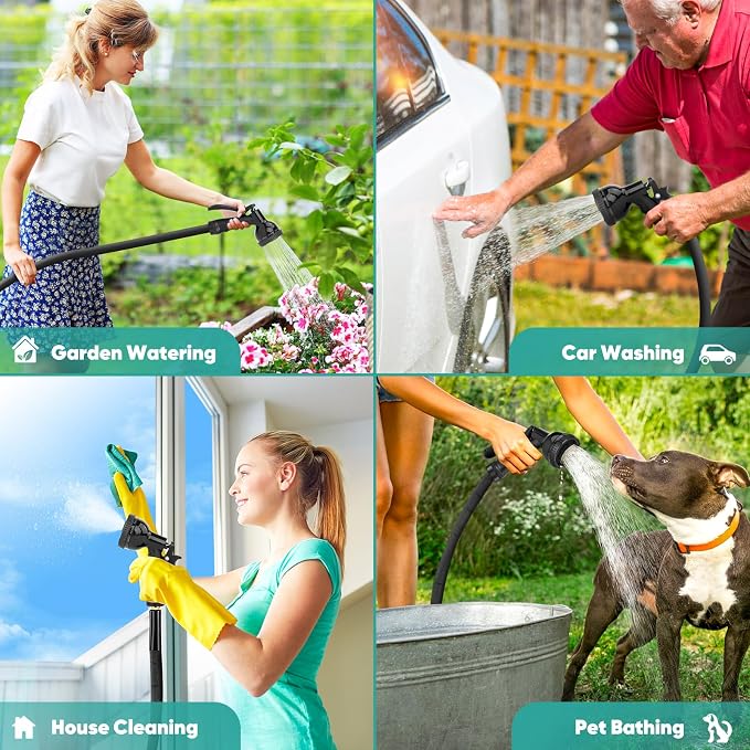 Itsonestep Garden Hose 100ft, 3/4" GHT Non-Expanding Water Hose Lightweight, Flexible Garden Hose with 10 Function Nozzle, Kink-Free, Sturdy, High-Pressure, Abrasion Resistant Hoses for Yard, Garden - Image 7