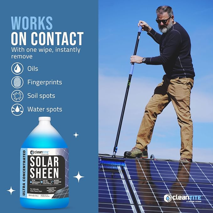 Solar Panel Cleaner 1 Gallon (Makes 512 G) - Super Concentrated Cleaning Solution for Glass, Metal, Wood & Plastic - Remove Oil, Fingerprint & Water Spots - Multipurpose Solar Panel Cleaning - Image 3