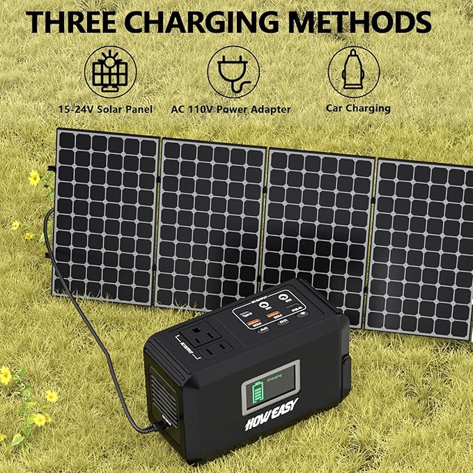 HOWEASY Portable Power Station120W(240W Peak), 24000mAh Camping Solar Generator, Portable Power Bank with 2 110V AC Outlet / 2 DC /3 USB QC3.0/LED Flashlight for Home Camping Emergency Backup - Image 4