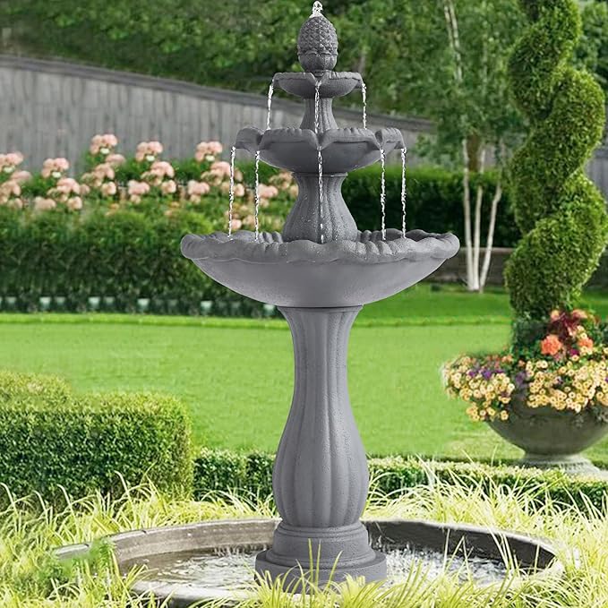 Italian Outdoor Water Fountains - 47.4'H Garden Fountains and Waterfalls Outside, Large Cascading Indoor Floor-Standing Resin Bubbler Fountain Features W/Pump for Patio and Yard Decor