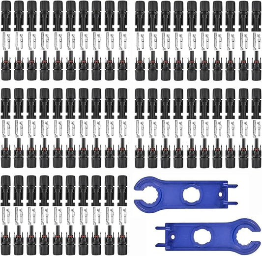 100 PCS Solar Panel Connectors, 50-Pairs+ 2 Spanners Solar Connector IP67 Waterproof 1000V 30A Photovoltaic Connector for Solar Panel System （10AWG） by Unknown